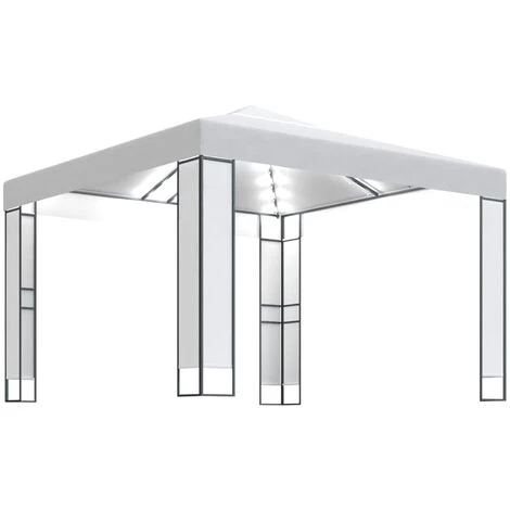Topdeal Tonnelle Avec Double Toit Et Lumières LED 3x3 M Blanc FF3070302_FR 3 Topdeal Tonnelle Avec Double Toit Et Lumières LED 3x3 M Blanc FF3070302_FR