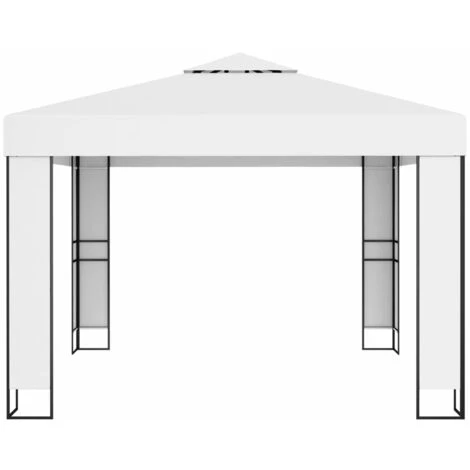Topdeal Tonnelle Avec Double Toit Et Lumières LED 3x3 M Blanc FF3070302_FR 5 Topdeal Tonnelle Avec Double Toit Et Lumières LED 3x3 M Blanc FF3070302_FR - Image 3