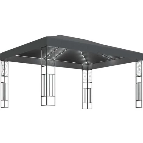Topdeal Tonnelle Avec Guirlande Lumineuse à LED 3x4 M Anthracite Tissu FF3070329_FR 3 Topdeal Tonnelle Avec Guirlande Lumineuse à LED 3x4 M Anthracite Tissu FF3070329_FR