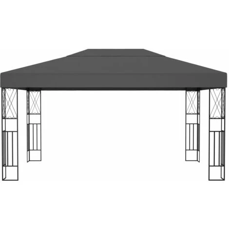 Topdeal Tonnelle Avec Guirlande Lumineuse à LED 3x4 M Anthracite Tissu FF3070329_FR 5 Topdeal Tonnelle Avec Guirlande Lumineuse à LED 3x4 M Anthracite Tissu FF3070329_FR – Image 3