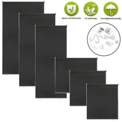 EINFEBEN Paravent Extérieur Rétractable 140x240cm Gris Anthracite Store Vertical,pour Balcon Et Terrasse, Pare-soleil, Brise-vu.