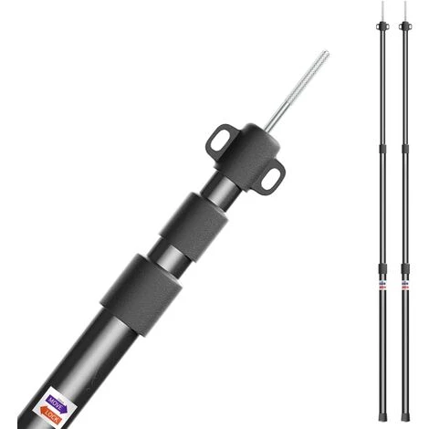 REGALI Mât De Tente En Aluminium, Mât De Bâche Rétractable Avec Capuchon En Caoutchouc Et 3 Tentes De Niveau Réglables, 90-230 Cm (noir) 3 REGALI Mât De Tente En Aluminium, Mât De Bâche Rétractable Avec Capuchon En Caoutchouc Et 3 Tentes De Niveau Réglables, 90-230 Cm (noir)