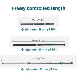 REGALI Mât De Tente En Aluminium, Mât De Bâche Rétractable Avec Capuchon En Caoutchouc Et 3 Tentes De Niveau Réglables, 90-230 Cm (noir) 10 REGALI Mât De Tente En Aluminium, Mât De Bâche Rétractable Avec Capuchon En Caoutchouc Et 3 Tentes De Niveau Réglables, 90-230 Cm (noir) -Tente de réception Soldes 60110092 4