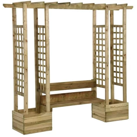VidaXL Pergola De Jardin Avec Banc Et Jardinières Bois De Pin Imprégné - Brun 4 VidaXL Pergola De Jardin Avec Banc Et Jardinières Bois De Pin Imprégné - Brun - Image 2