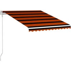 LITZEE Auvent Rétractable Automatique 350x250 Cm Orange Et Blanc # -Tente de réception Soldes 60165926 2
