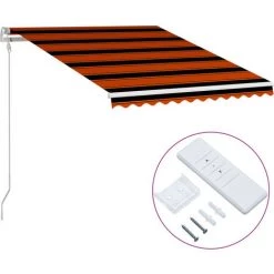 LITZEE Auvent Rétractable Automatique 350x250 Cm Orange Et Blanc # -Tente de réception Soldes 60165926 3