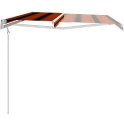 LITZEE Auvent Rétractable Automatique 350x250 Cm Orange Et Blanc # -Tente de réception Soldes 60165926 5