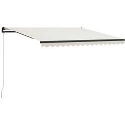 LITZEE Auvent Manuel Rétractable Avec LED 400x300 Cm Crème # -Tente de réception Soldes 60166477 3