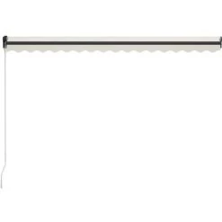 LITZEE Auvent Manuel Rétractable Avec LED 400x300 Cm Crème # -Tente de réception Soldes 60166477 4