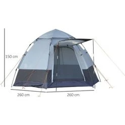 PESCE Tente Pop Up Montage Instantané - Tente De Camping 3-4 Pers. - 2 Grandes Portes - Dim. 2,6L X 2,6l X 1,5H M Fibre Verre Polyester Oxford -Tente de réception Soldes 60170153 3