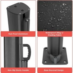 FEMOR Store Latéral, Paravent Extérieur, Brise-Vue Rétractable, En Aluminium Et Tissu Polyester 280 G/㎡, Pare-Soleil, Protection De La Vie Privée Pour Jardin, Terrasse, Balcon (300X180cm, Gris) 9 FEMOR Store Latéral, Paravent Extérieur, Brise-Vue Rétractable, En Aluminium Et Tissu Polyester 280 G/㎡, Pare-Soleil, Protection De La Vie Privée Pour Jardin, Terrasse, Balcon (300X180cm, Gris) -Tente de réception Soldes 60242694 3