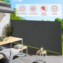 FEMOR Store Latéral, Paravent Extérieur, Brise-Vue Rétractable, En Aluminium Et Tissu Polyester 280 G/㎡, Pare-Soleil, Protection De La Vie Privée Pour Jardin, Terrasse, Balcon (300X180cm, Gris) 11 FEMOR Store Latéral, Paravent Extérieur, Brise-Vue Rétractable, En Aluminium Et Tissu Polyester 280 G/㎡, Pare-Soleil, Protection De La Vie Privée Pour Jardin, Terrasse, Balcon (300X180cm, Gris) -Tente de réception Soldes 60242694 5