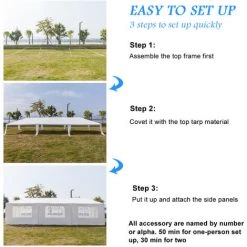 GROSMONDE 3 X 9 M à Sept C?tés Tente De Réception / Gazebo étanche Portable Avec Tubes En Spirale -Tente de réception Soldes 60300390 4