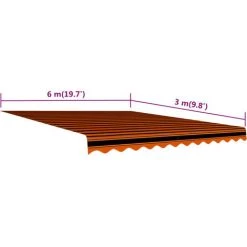 INLIFE Toile D'auvent Orange Et Marron 600x300 Cm -Tente de réception Soldes 60303249 5