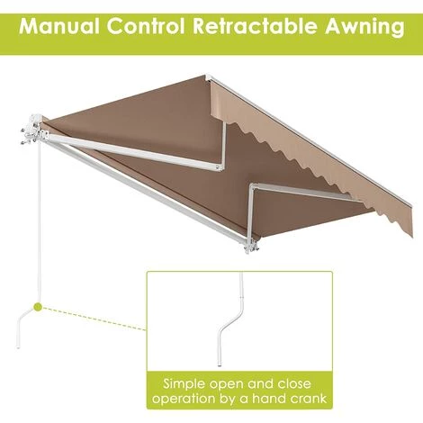 BAMNY Store Banne Manuel, Auvent Rétractable à Bras Articulé, Auvent à Manivelle, Auvent De Terrasse En Aluminium Et Polyester, Pare-Soleil Et Imperméable Pour Balcon, Resto, Café, 250 X 200 Cm, Beige 5 BAMNY Store Banne Manuel, Auvent Rétractable à Bras Articulé, Auvent à Manivelle, Auvent De Terrasse En Aluminium Et Polyester, Pare-Soleil Et Imperméable Pour Balcon, Resto, Café, 250 X 200 Cm, Beige – Image 3