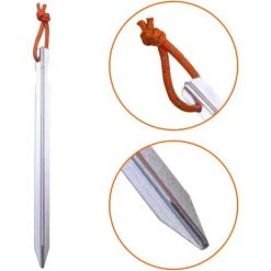 MODOU Tente Extérieure Ciel Rideau Clou Au Sol En Alliage D'aluminium Sac En Tissu Ensemble Camping Camping Clou De Tente Audacieux à Trois Tranchants Avec Corde Argent Packof10 -Tente de réception Soldes 60361707 3