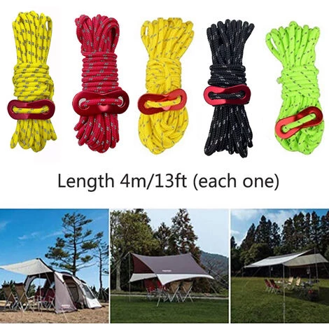 ABCRITAL Corde De Camping Robuste À 8 Boutons – Lignes De Hauban Réfléchissantes Extérieures De 3,5 Mm Avec Ajusteur De Tendeur Corde En Nylon Solide Pour Grande Tente Big Tarp Canopy Attaches Noir Lot De 6 4 ABCRITAL Corde De Camping Robuste À 8 Boutons – Lignes De Hauban Réfléchissantes Extérieures De 3,5 Mm Avec Ajusteur De Tendeur Corde En Nylon Solide Pour Grande Tente Big Tarp Canopy Attaches Noir Lot De 6 – Image 2