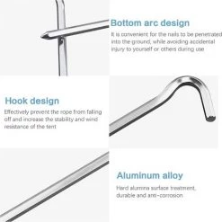 TRIOMPHE Piquets De Tente En Aluminium, 18 Pièces 18cm Clous De Tente Crochets De Tente Piquet Tente Sol Dur Piquets De Tente Camping Sardines Camping, Pour Le Jardinage Camping Tentes，T-Audace -Tente de réception Soldes 60367811 3