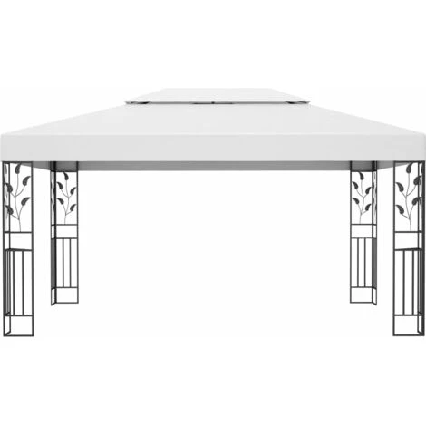 Topdeal Tonnelle Avec Double Toit 3x4 M Blanc FF48030_FR 5 Topdeal Tonnelle Avec Double Toit 3x4 M Blanc FF48030_FR – Image 3