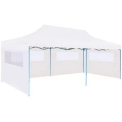 Topdeal Tente De Réception Pliable Avec Parois 3 X 6 M Acier Blanc FF48863_FR