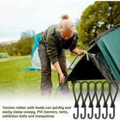 DECKON 6pcs Tendeur En Caoutchouc Avec Crochets En Spirale Pour Tentes, Bâches, Bannières En PVC, Pavillons, Trampolines, Voile D'ombrage -Tente de réception Soldes 60375652 5