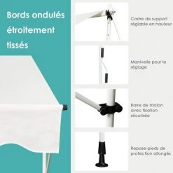 RELAX4LIFE Store Banne Sans Perçage Hauteur Réglable 200-300CM Avec Manivelle, Auvent Balcon Rétractable Anti-Soleil Installation Sans Perçage Pour Balcon, Jardin, Patio (Beige, 150 X 125 Cm) 11 RELAX4LIFE Store Banne Sans Perçage Hauteur Réglable 200-300CM Avec Manivelle, Auvent Balcon Rétractable Anti-Soleil Installation Sans Perçage Pour Balcon, Jardin, Patio (Beige, 150 X 125 Cm) -Tente de réception Soldes 60464546 5