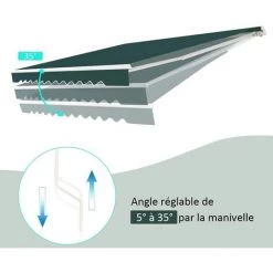 RELAX4LIFE Store Banne Rétractable Manuel En Alu Avec Manivelle, Auvent En Polyester Avec Angle Réglable 5-35° Pour Balcon, Fenêtre, Terrasse (3,6 X 3 M, Vert) -Tente de réception Soldes 60475651 3