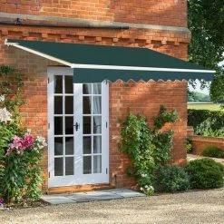 RELAX4LIFE Store Banne Rétractable Manuel En Alu Avec Manivelle, Auvent En Polyester Avec Angle Réglable 5-35° Pour Balcon, Fenêtre, Terrasse (3,6 X 3 M, Vert) -Tente de réception Soldes 60475651 4