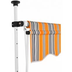 LITZEE Store Extérieur Auvent Retractable Manuel 300 Cm Rayures Jaunes Et Bleues -Tente de réception Soldes 60480585 3