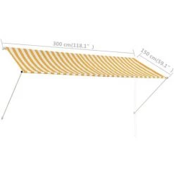 JN.SONGS Auvent Rétractable En Acier Store Banne Pour Terrasse Fenêtre Angle Hauteur Réglable Jaune Et Blanc - 300x150 Cm -Tente de réception Soldes 60578460 2