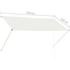 JN.SONGS Auvent Rétractable En Acier Store Banne Angle Hauteur Réglable Pour Terrasse Fenêtre Crème - 250x150 Cm -Tente de réception Soldes 60580288 2