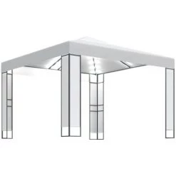 INLIFE Tonnelle Avec Double Toit Et Lumières LED 3x3 M Blanc -Tente de réception Soldes 60598097 2