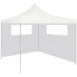 INLIFE Parois Latérales De Belvédère Avec Fenêtres 2 Pcs Blanc -Tente de réception Soldes 60598895 3