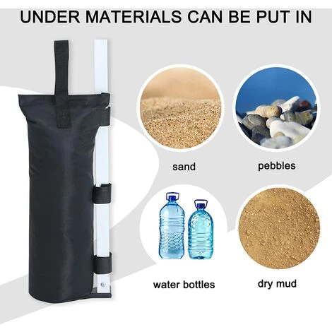 FLYME Sac De Sable Parasol ,Revêtement Imperméable En Pvc En Tissu Oxford 600D,Tente Extérieure Sac De Sable Pare-soleil Support Sac De Sable Publicité Hangar Sac De Sable Fixe Coupe-vent,4pack,noir 6 FLYME Sac De Sable Parasol ,Revêtement Imperméable En Pvc En Tissu Oxford 600D,Tente Extérieure Sac De Sable Pare-soleil Support Sac De Sable Publicité Hangar Sac De Sable Fixe Coupe-vent,4pack,noir - Image 4