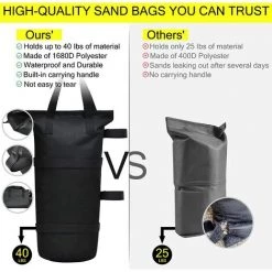 BAICCCF Accessoire Pour Tente Et Tonnellesacs 4 Sacs De Sable Pouvant Contenir Des Poids De Gazebo Extra Larges De 180 Lb, Sacs De Poids Pour Auvent, Sacs De Sable Pour Auvent Extérieur, Poids D'auvent Pour Tente -Tente de réception Soldes 60740334 4
