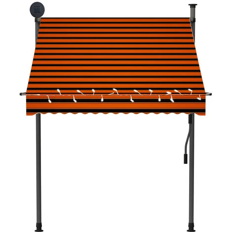 FIMEI Auvent Manuel Rétractable Avec LED 150 Cm Orange Et Marron 6 FIMEI Auvent Manuel Rétractable Avec LED 150 Cm Orange Et Marron - Image 4