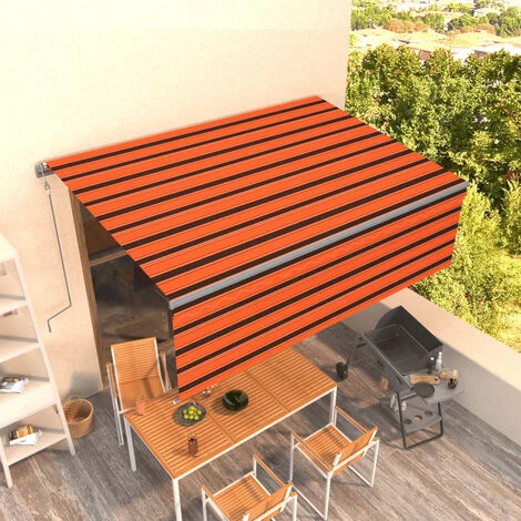 FIMEI Auvent Automatique Rétractable Avec Store 4x3m Orange Et Marron 3 FIMEI Auvent Automatique Rétractable Avec Store 4x3m Orange Et Marron