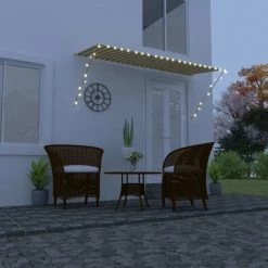FIMEI Auvent Rétractable Avec LED 300x150 Cm Jaune Et Blanc