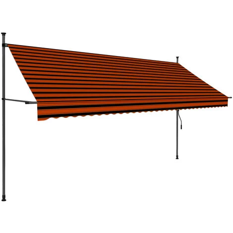 FIMEI Auvent Manuel Rétractable Avec LED 250 Cm Orange Et Marron 4 FIMEI Auvent Manuel Rétractable Avec LED 250 Cm Orange Et Marron – Image 2