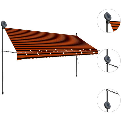 FIMEI Auvent Manuel Rétractable Avec LED 250 Cm Orange Et Marron 5 FIMEI Auvent Manuel Rétractable Avec LED 250 Cm Orange Et Marron – Image 3