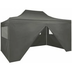 FIMEI Tente De Réception Pliable Avec 4 Parois 3x4 M Acier Anthracite