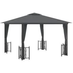 FIMEI Tonnelle Avec Parois Et Toit Double 3x3 M Anthracite -Tente de réception Soldes 60973372 2