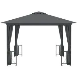 FIMEI Tonnelle Avec Parois Et Toit Double 3x3 M Anthracite -Tente de réception Soldes 60973372 3