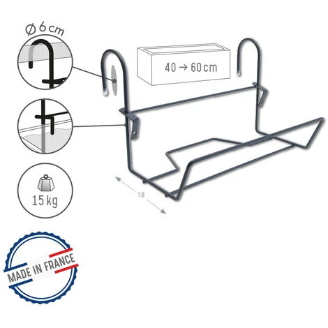 Louis Moulin Support Jardinière Crochet Fer Rond Anthracite - 35x18 Cm - Acier époxy 4 Louis Moulin Support Jardinière Crochet Fer Rond Anthracite - 35x18 Cm - Acier époxy – Image 2