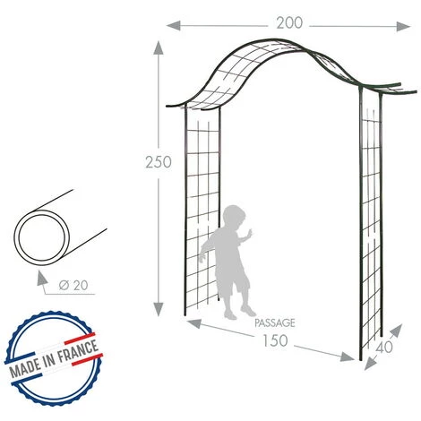 Louis Moulin Arche Tube ROND20 Portique Vert Sapin - 200x40x250 Cm - Acier époxy 4 Louis Moulin Arche Tube ROND20 Portique Vert Sapin - 200x40x250 Cm - Acier époxy – Image 2