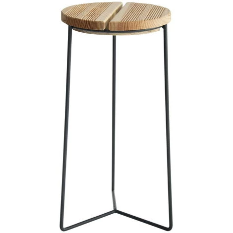 Louis Moulin Sellette Industrielle Haute Fer Rond Plateau Bois - 61x30 Cm - Acier époxy 3 Louis Moulin Sellette Industrielle Haute Fer Rond Plateau Bois - 61x30 Cm - Acier époxy