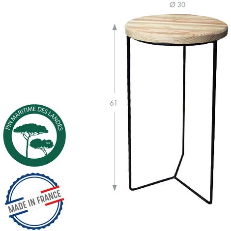 Louis Moulin Sellette Industrielle Haute Fer Rond Plateau Bois - 61x30 Cm - Acier époxy 4 Louis Moulin Sellette Industrielle Haute Fer Rond Plateau Bois - 61x30 Cm - Acier époxy - Image 2