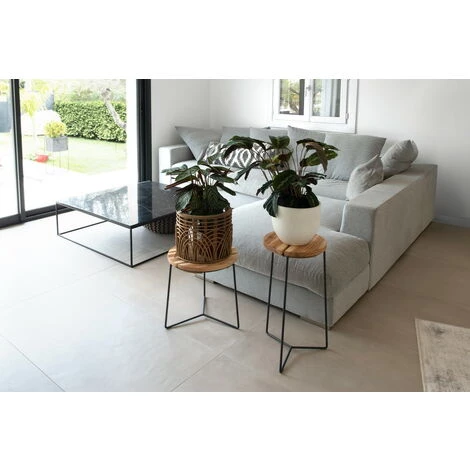 Louis Moulin Sellette Industrielle Haute Fer Rond Plateau Bois - 61x30 Cm - Acier époxy 6 Louis Moulin Sellette Industrielle Haute Fer Rond Plateau Bois - 61x30 Cm - Acier époxy - Image 4