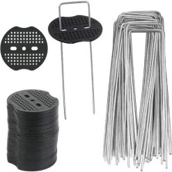 ZOLGINAH 40 Pcs Piquets De Jardin, Sardine Bache Avec 40 Rondelles, Piquets De Fixation Pour Bàche Toile Paillage, Tissu De Mauvaises Herbes, Feuilles De Sol Tente 15*4cm