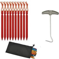 Zhuoxuan Piquets Tente, Sardines Tente Camping Avec Pochette De Rangement, Lot De 10(rouge)